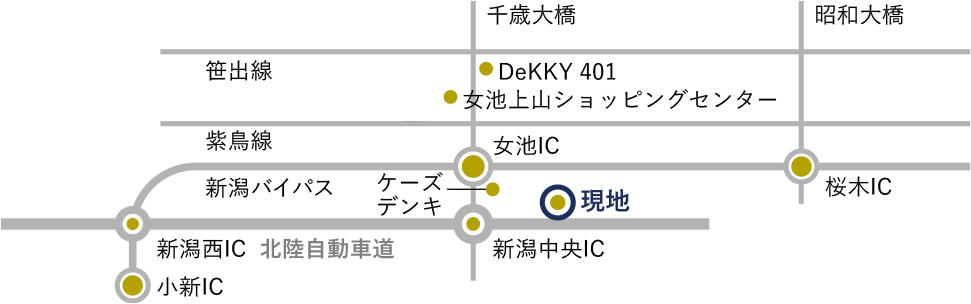 新潟市中央区鳥屋野、周辺地図