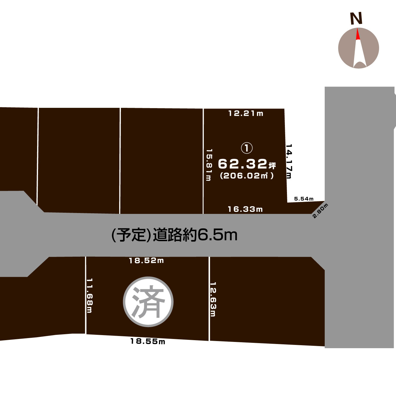 新潟県上越市東本町3丁目の区画図