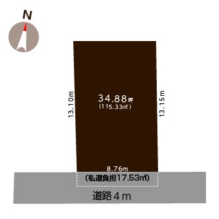 新潟県新潟市中央区鐙西2丁目の区画図