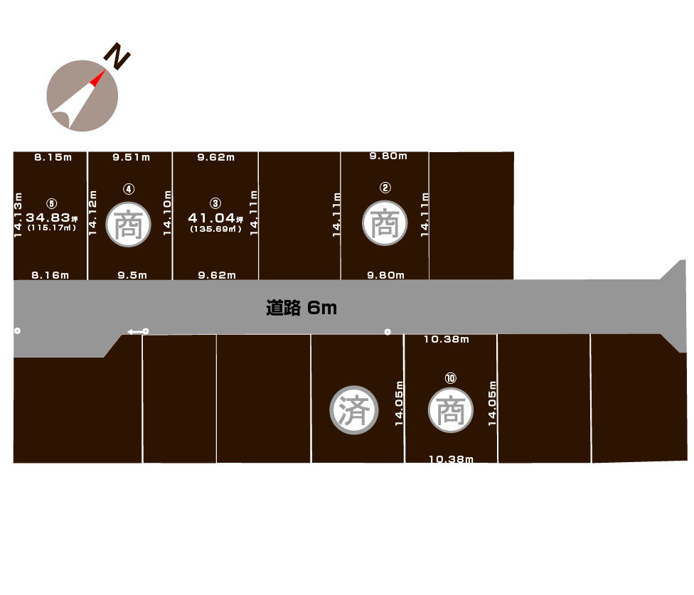 新潟県新潟市東区 中野山6丁目の区画図